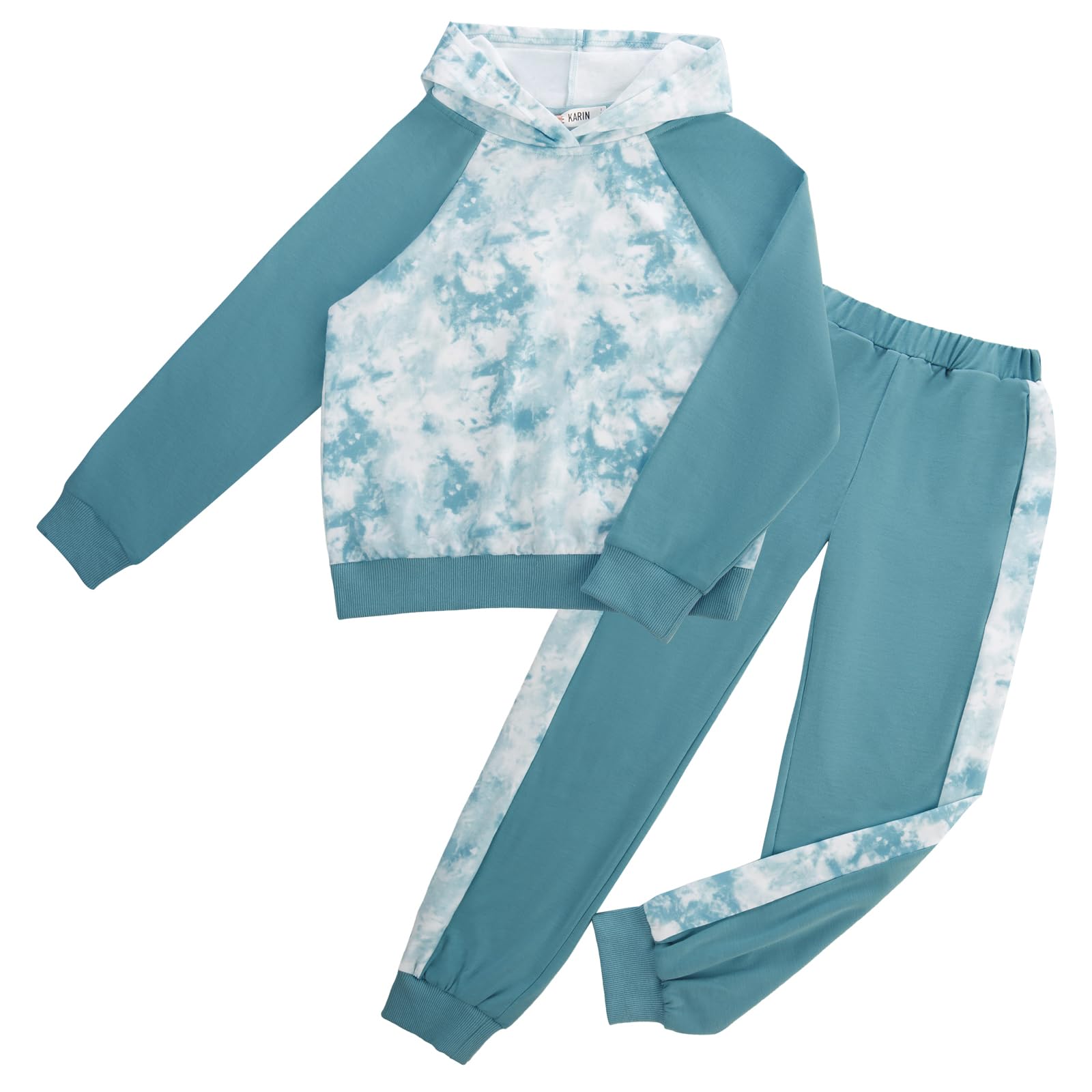 GRACE KARIN Tween Girls Trendy Clothes Size 12-14 Girls Sweatsuit Tracksuit Fall Outfits, Teal