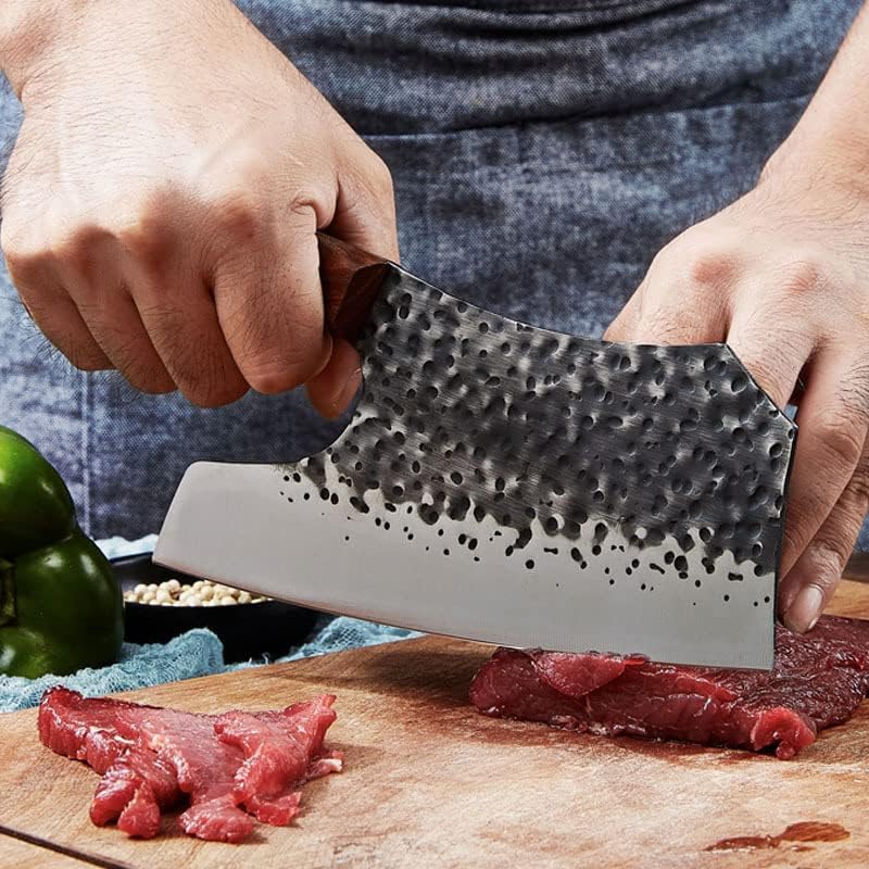 Meat Cleaver,Cleaver Knife Handmade Forged Cleaver Knife Labor-saving Kitchen Slicing Knife 400 Stainless Steel Gyuto Knives Cutting Meat Pork Stalls Tool