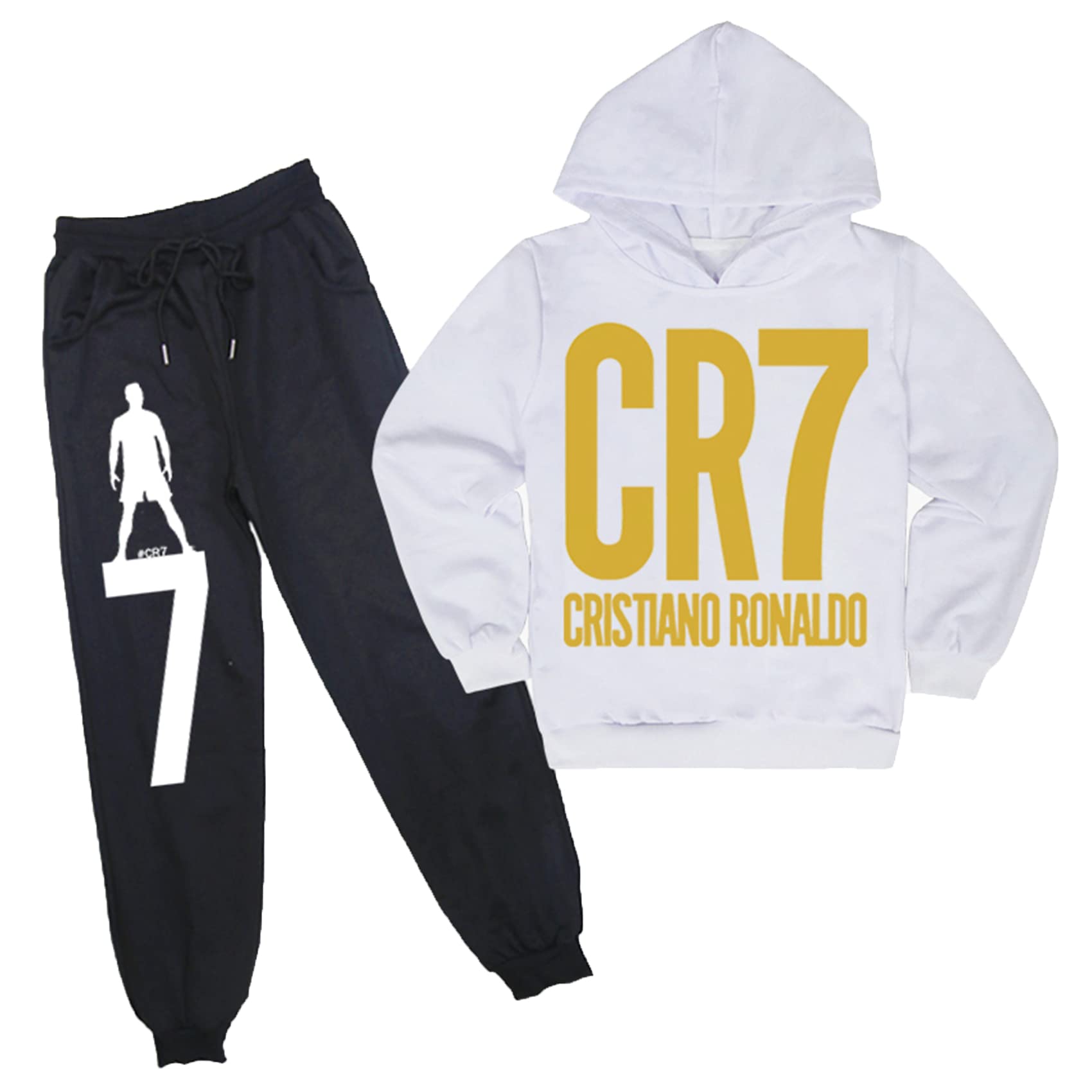 Potekoo Chlid Soccer Stars Clothes Outfits Cozy Hooded Sweatshirts and Sweatpants Set,Casual Tracksuits for Youth(2-14Y)