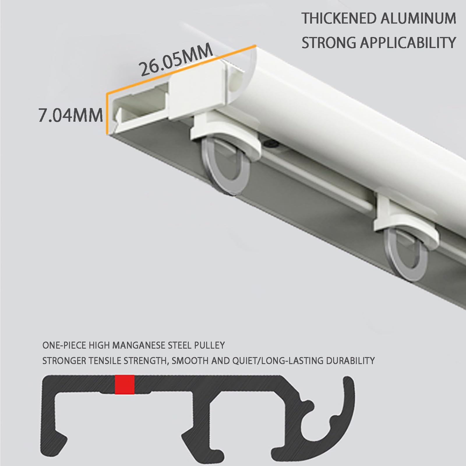 Ultra cienki niewidoczny karnisz, trwała szyna ze stopu aluminium, nośność 20 kg, idealny do pływających zasłon okiennych, łatwa instalacja