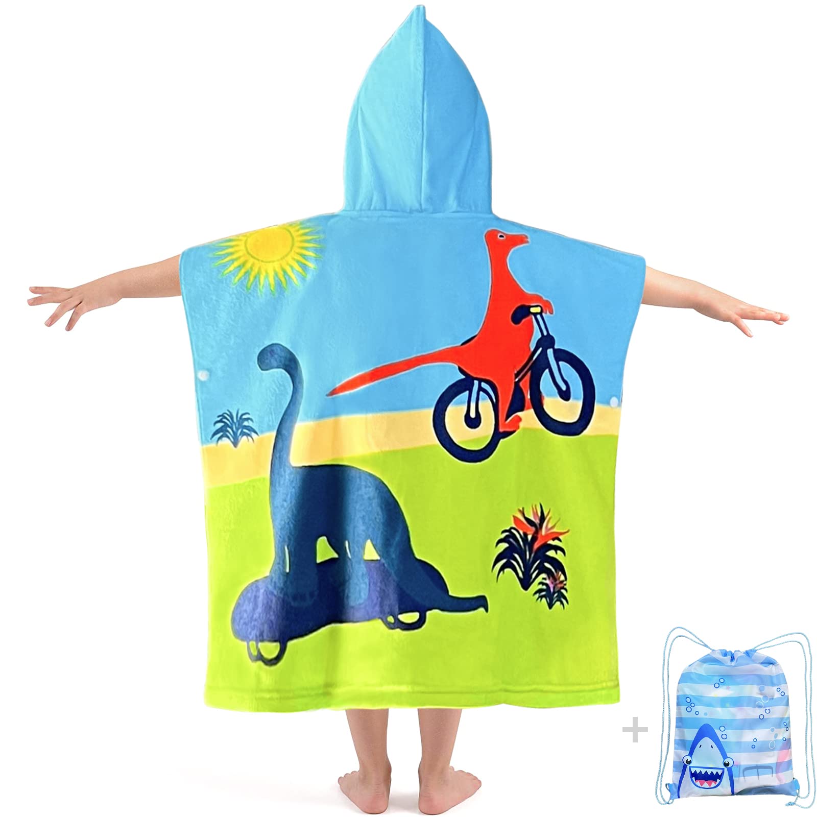 Poncho Serviette Enfant/adulte – Boho, Microfibre Absorbante, Capuche, Boutons Latéraux – 5 Tailles
