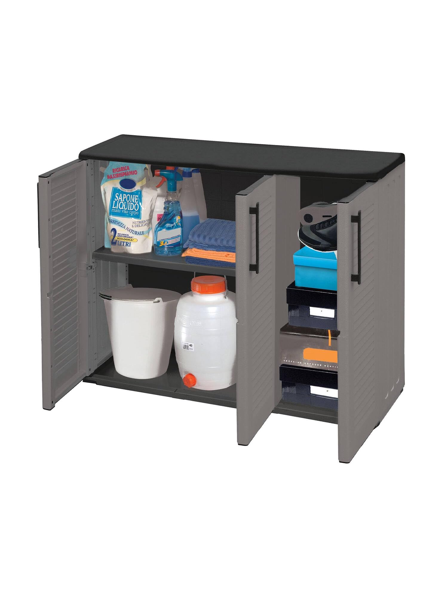 Armadio Da Esterno Dmora Waremme | Polipropilene 100% Made Italy | Grigio Chiaro 50x39x92 Cm - Foto 7