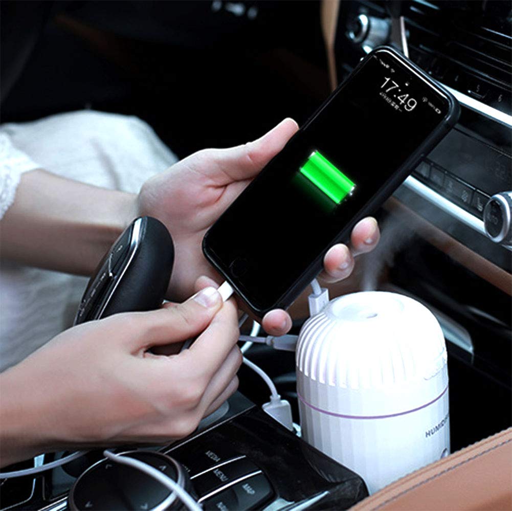 2-1 Coche Difusor de Humidificador, purificador de Aire de aromaterapia por ultrasonidos, Ajuste de Modo Niebla y función, Apagado automático sin Agua
