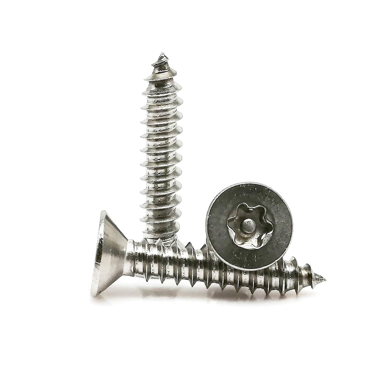Tornillo autorroscante 10/20 piezas M2 M3 M3.5 M4 M5 304 cabeza avellanada plana Torx de acero inoxidable con pin a prueba de manipulaciones autorroscante para madera (50 mm, 20 piezas M3.5)