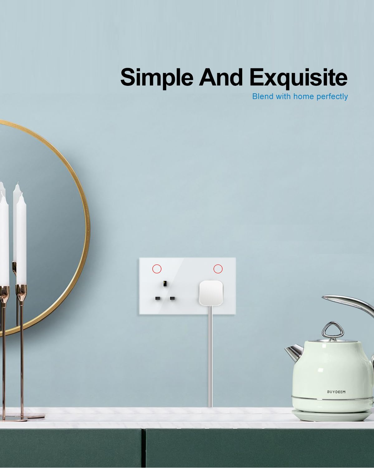 LIVOLO Prise électrique intelligente en verre trempé avec rétroéclairage LED, compatible avec Alexa, Google Assistant, nécessite un hub LIVOLO