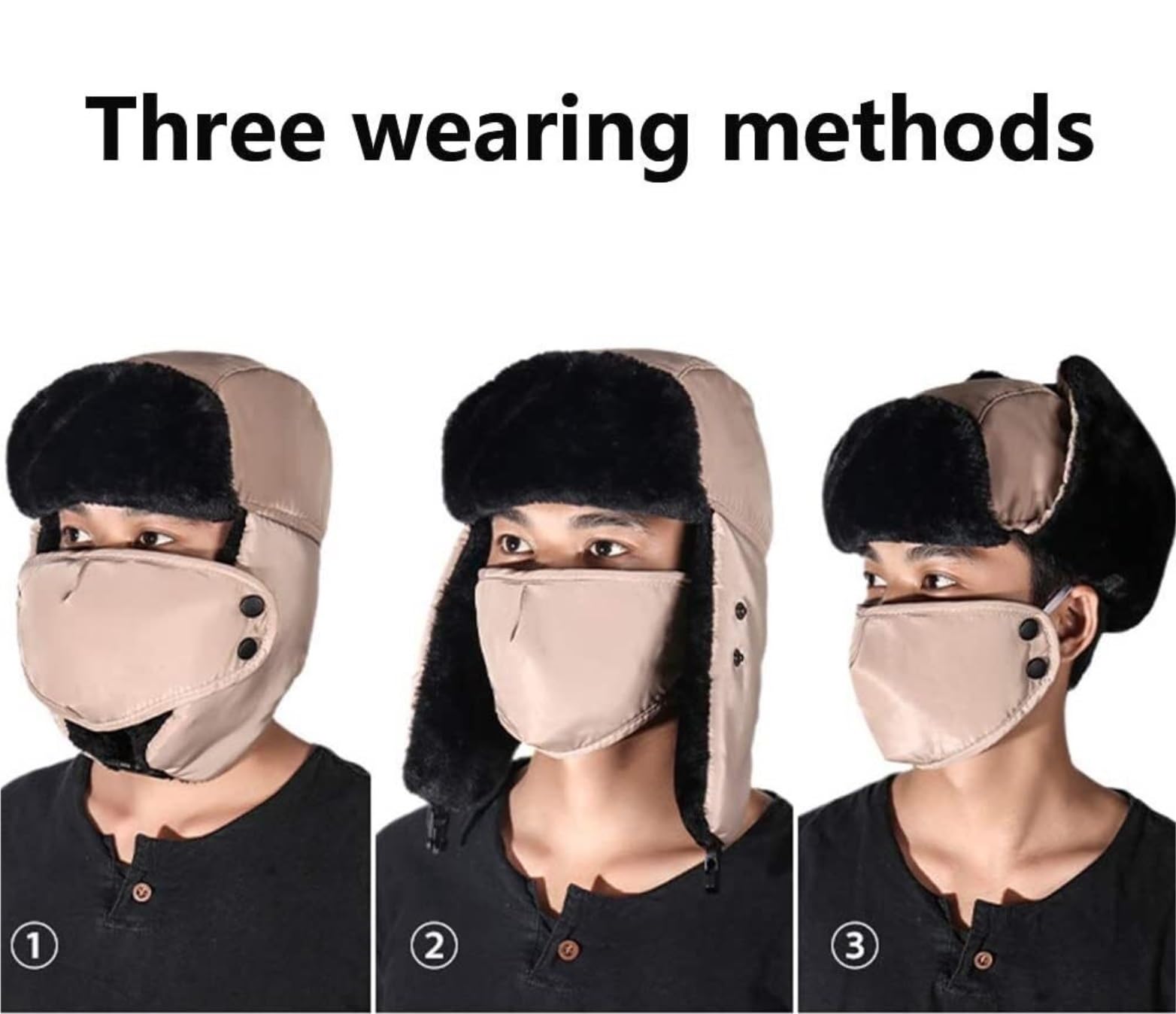 Mütze Wintermütze Unisex-Winter-Bombermütze Wintermütze Mit Ohrenklappen Und Abnehmbarer Maske, Die Warm Hält Haube Winter