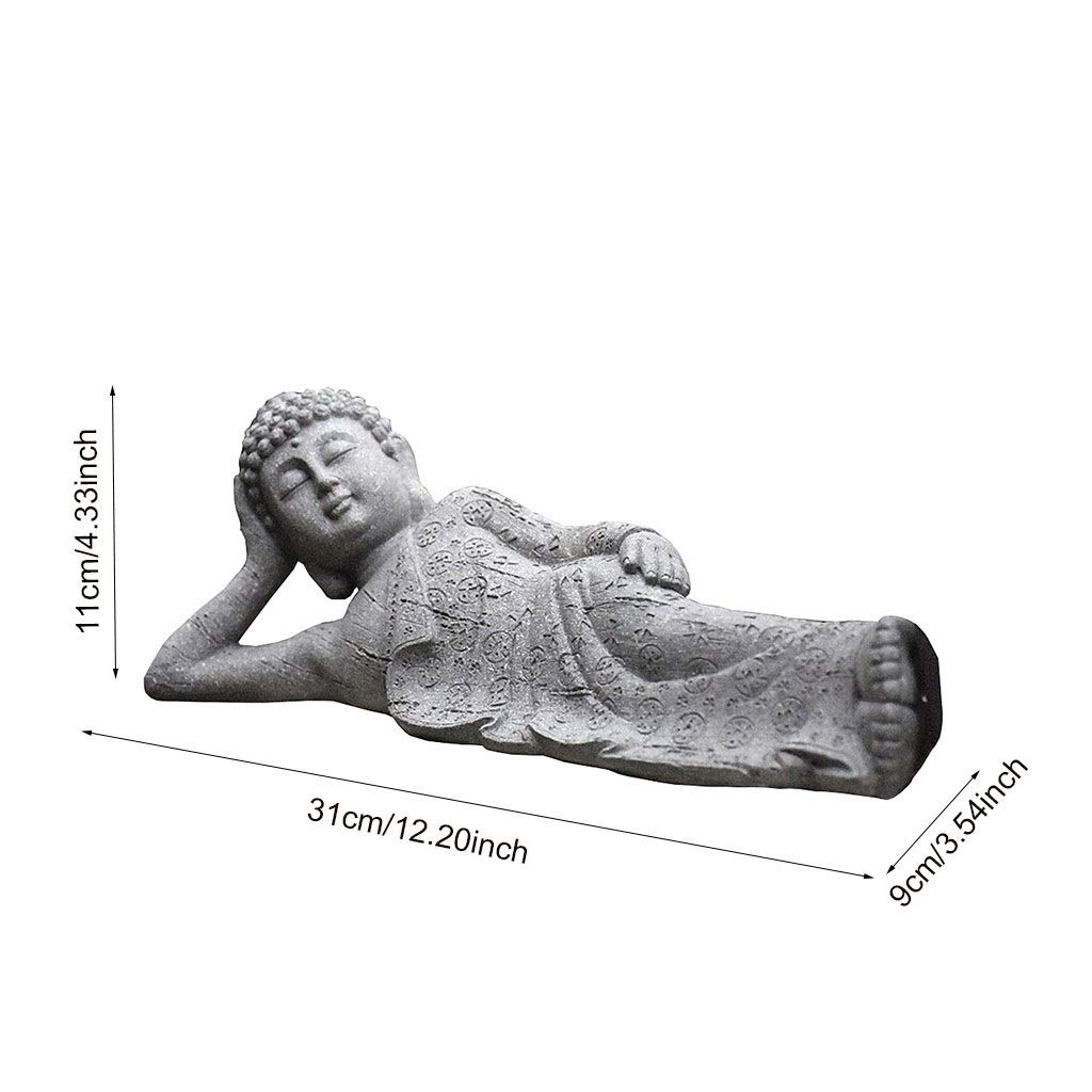 wgd Foxi 1pcs Sitzen/Reclining Buddha-Statue, Harz-Buddha-Statue Zen Crafts Ornamente, Simulation Micro Landschaft Dekoration for Hof/Garten/Aquarium/Aquarium (Color : Reclining Buddha)