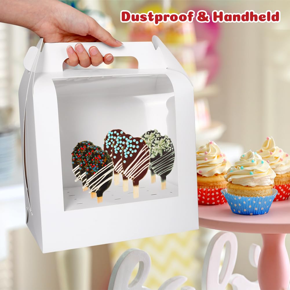 Cajas portátiles para tartas: 4 recipientes de embalaje para tartas con ventana transparente, cajas de exhibición de piruletas utilizadas para bodas, baby showers, fiestas de cumpleaños