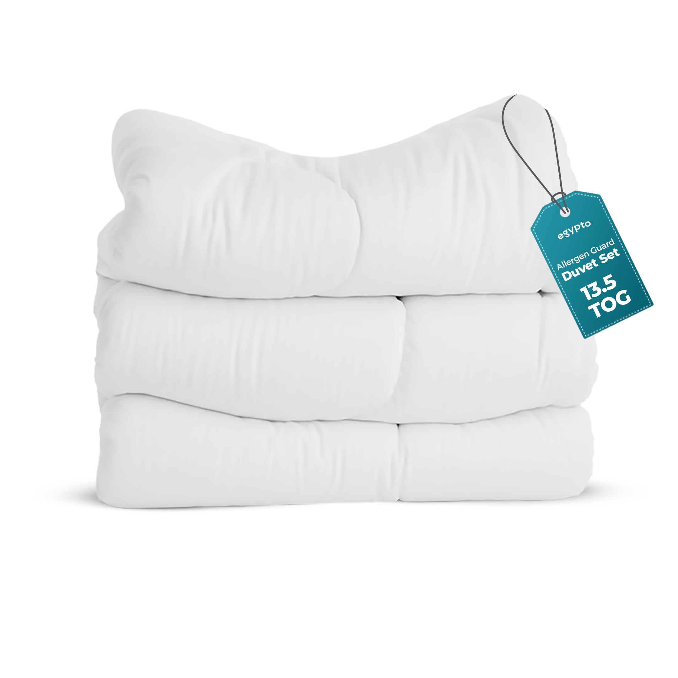 EGYPTO Luxurious Hollowfibre 13.5 Tog Duvet Double – Warm Winter Duvet with Corvin Cover – Super Soft & Breathable Anti-Allergy Quilt Easy Care (13.5 Tog, Double)