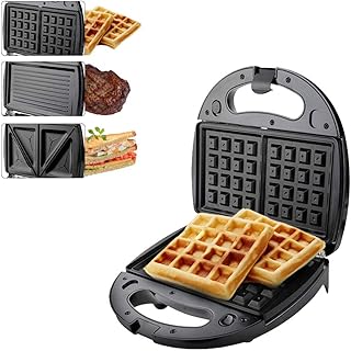 Sunydog Gaufrier Sandwicherie Sandwich Grill Panini Presse Grill Toast Machine 3-en-1 Détachable Revêtement Antiadhésif Voyants Lumineux Poignée Cool Touch Pieds antidérapants