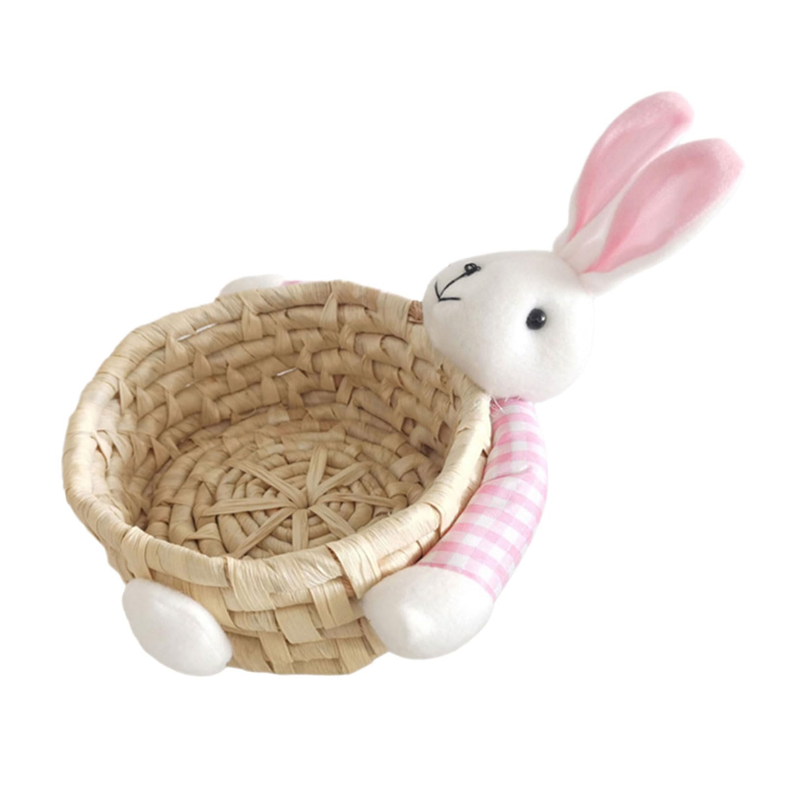 Mekalero Corn Husk Snacks Storage Container Decorative Woven Basket with Elegant Rabbits Hand Bedroom Toy Organiser Flower Basket