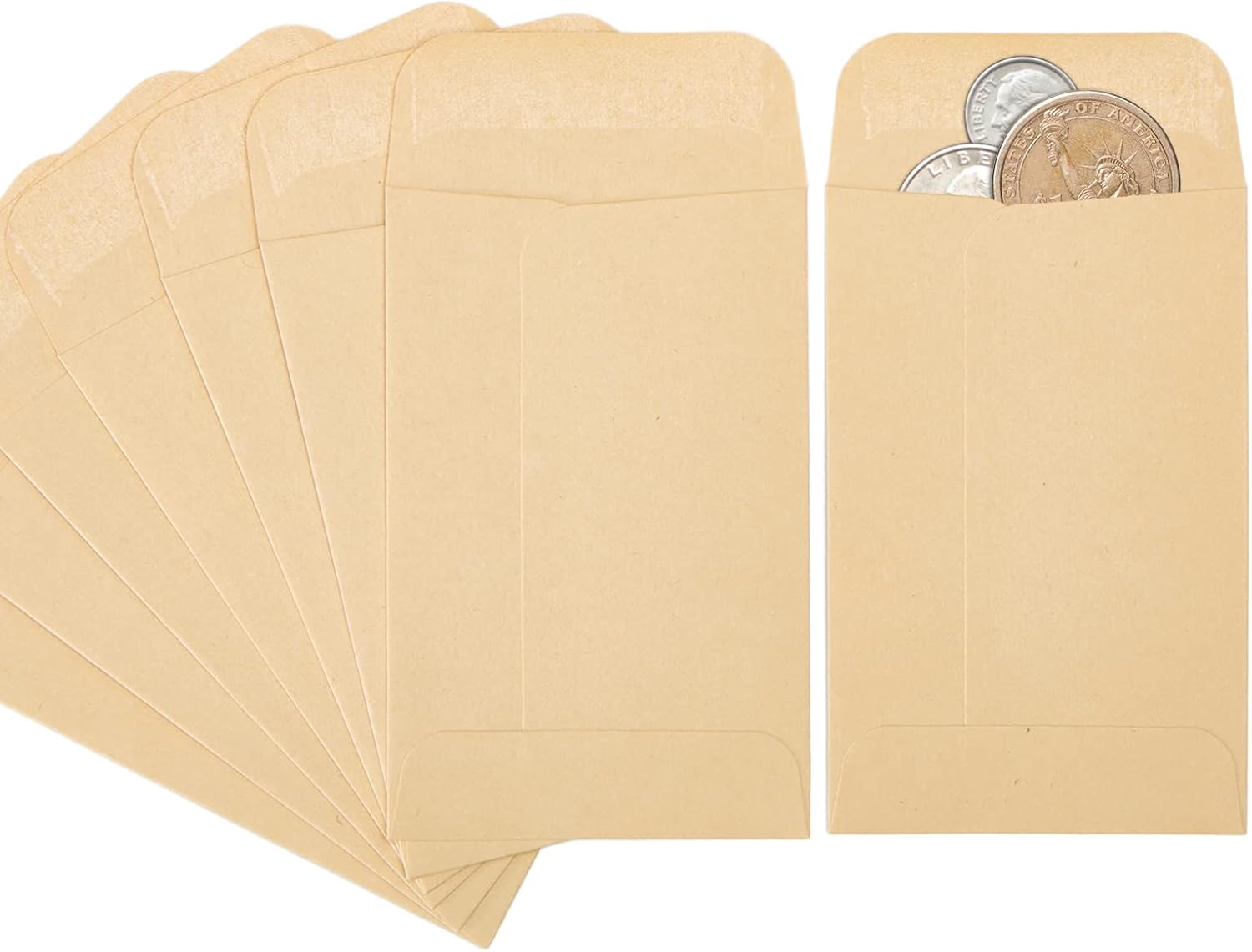 ACSTEP 200 Pack 1 Kraft Coin Envelope, Small Envelope 2x3