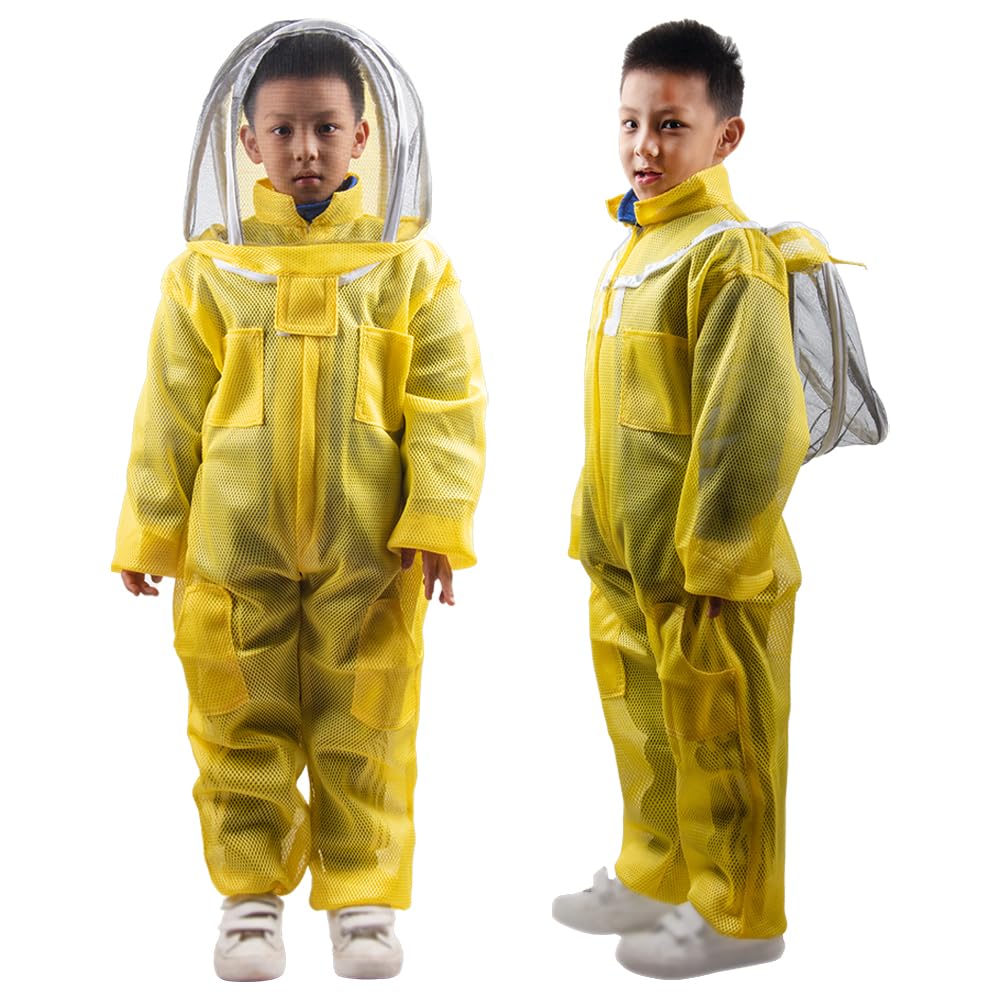 ZffXH Combinaison d'apiculture ventilée, 150 cm, costume d'apiculture pour enfants, costume de protection des abeilles ventilé, déguisement d'apiculteur, voile de clôture autoportant, vêtements de