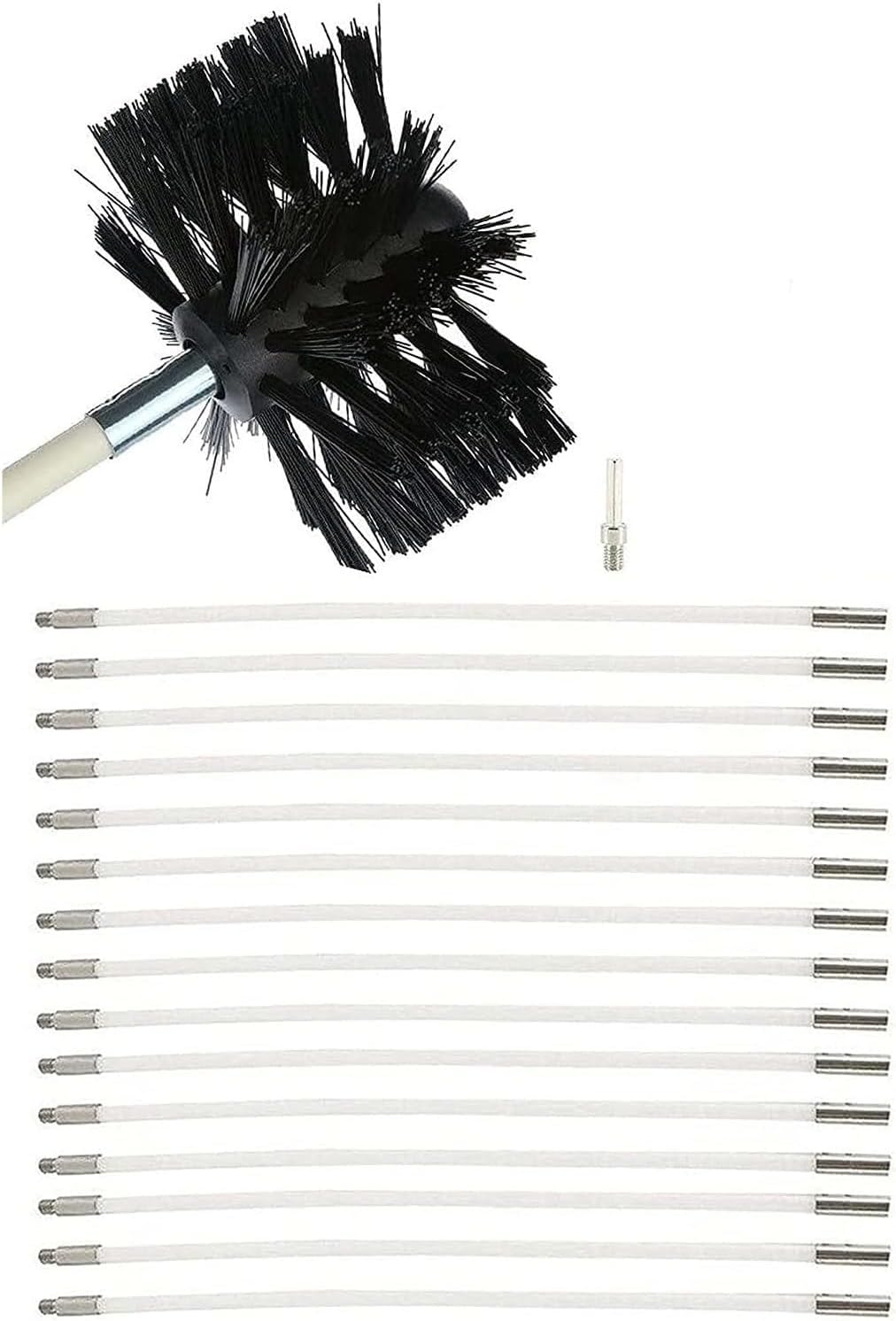 Juego De Cepillos For Limpieza Chimeneas, For Chimenea, Cepillo Nailon Giratorio Y Flexible Con 15 Varillas Flexibles, 1 Cabezal(15 Rods,410mm)