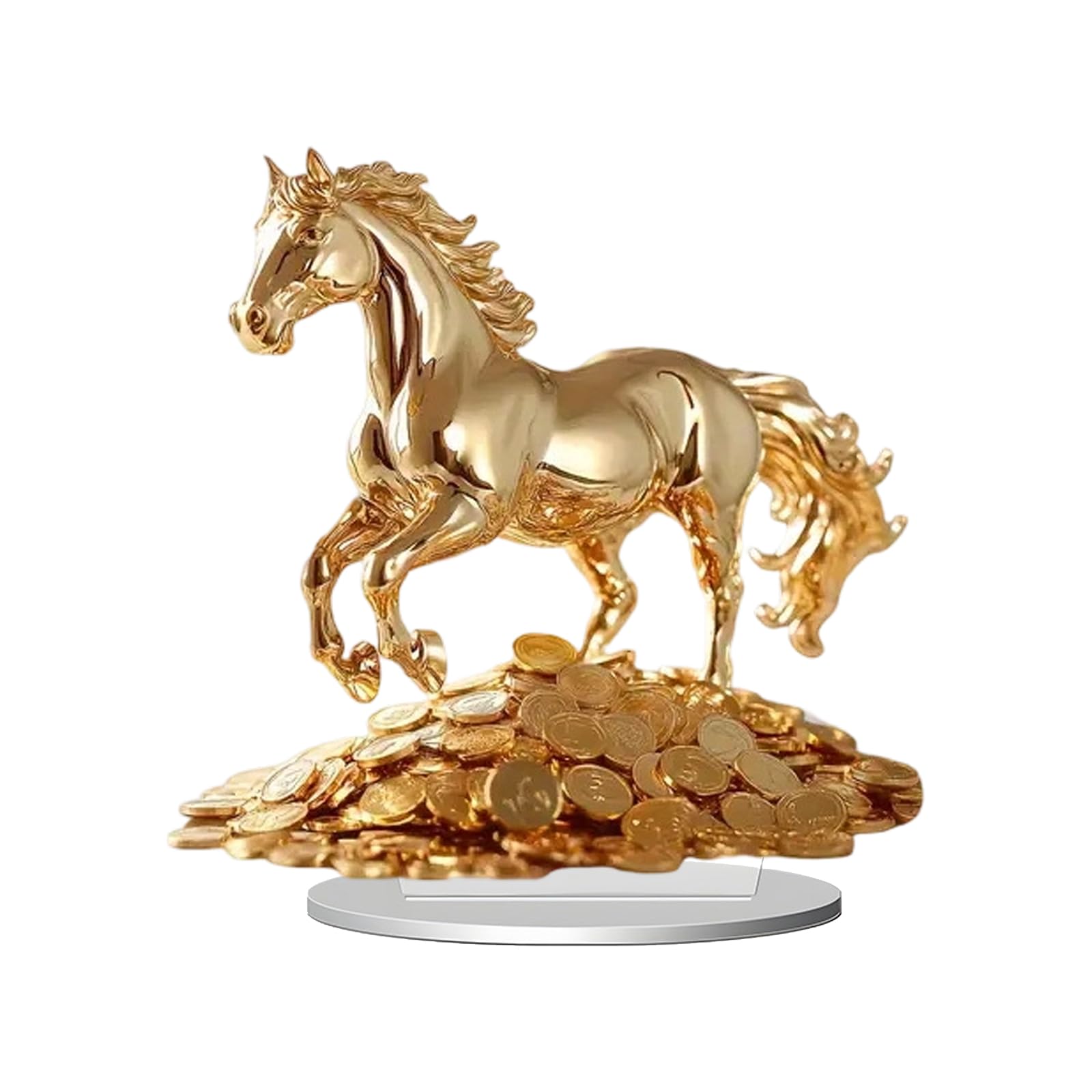 KAQNTUD Lucky Wealth Horse Statues Acrylic Animal Sculptures Feng Shui Ornament Collectible Figures for Home Office Decorations Animal Statues Sculpture