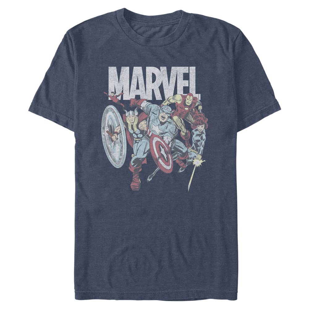 Unisex-Adult Marvel Comics Retro Comic Lineup Brick Short Sleeve Tee ShirtT-Shirt