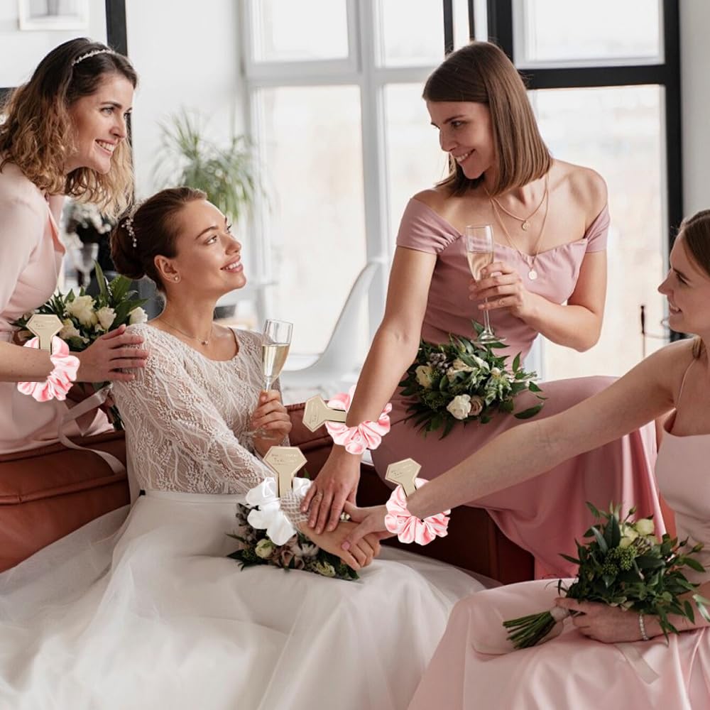 20 pcs Bride to Be Decoration,Cadeaux de Mariée Demoiselle d'honneur 9 Trousses de Maquillage Demoiselle d'honneur Team Brides 9 Chouchou Satin,Tatouage EVJF pour Mariage Fête