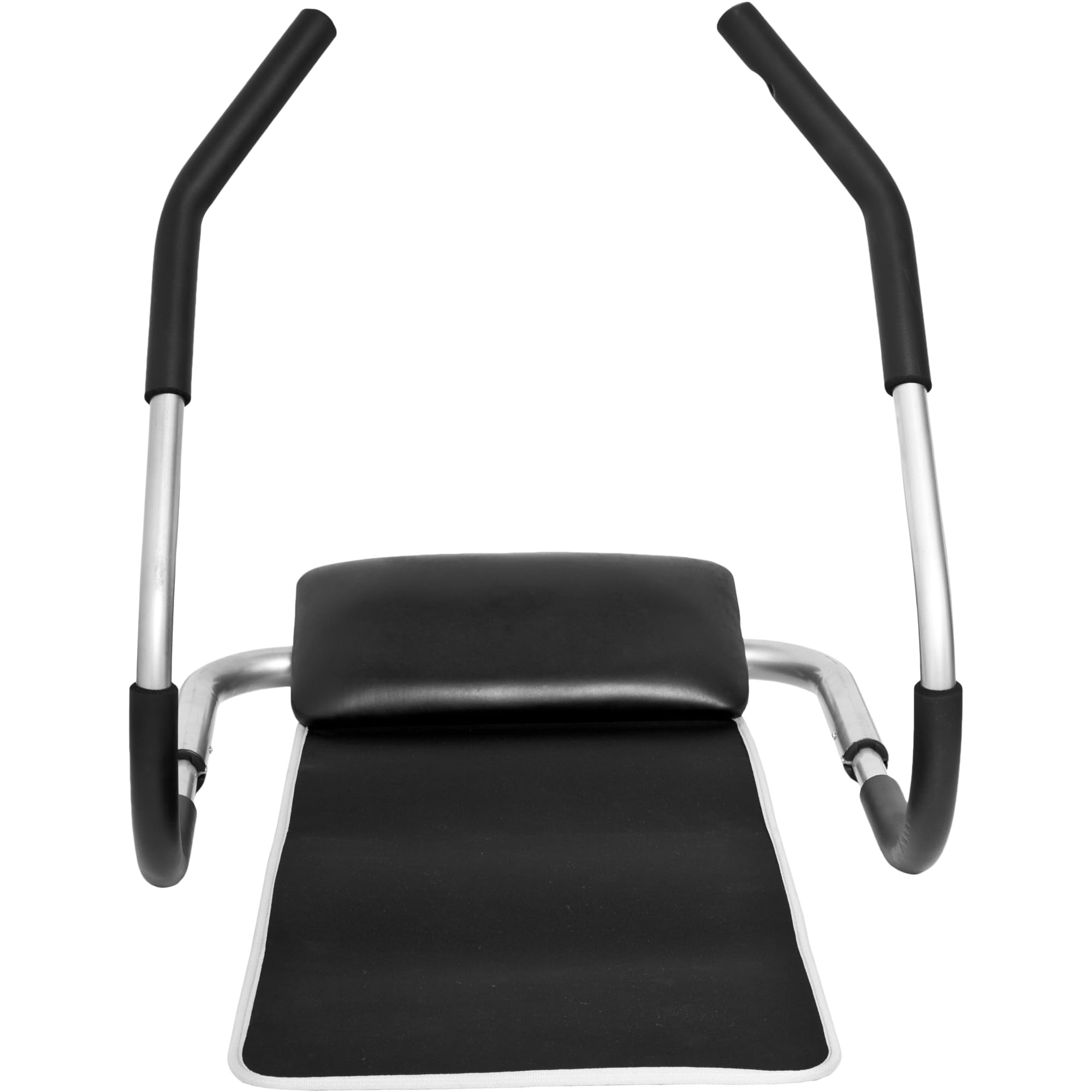 Asiento de Abdominales con Alfombra de Entrenamiento | Plegable, Asas Acolchadas Antideslizantes, Protege la Espalda, Negro/Plata