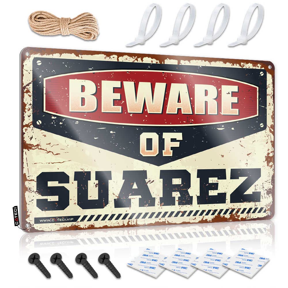 IBWNBBUSN Bro Cave Sign Beware Of Mr. Suarez Sign Tin Signs For Bar Beer Signs Metal Vintage(30X40CM)