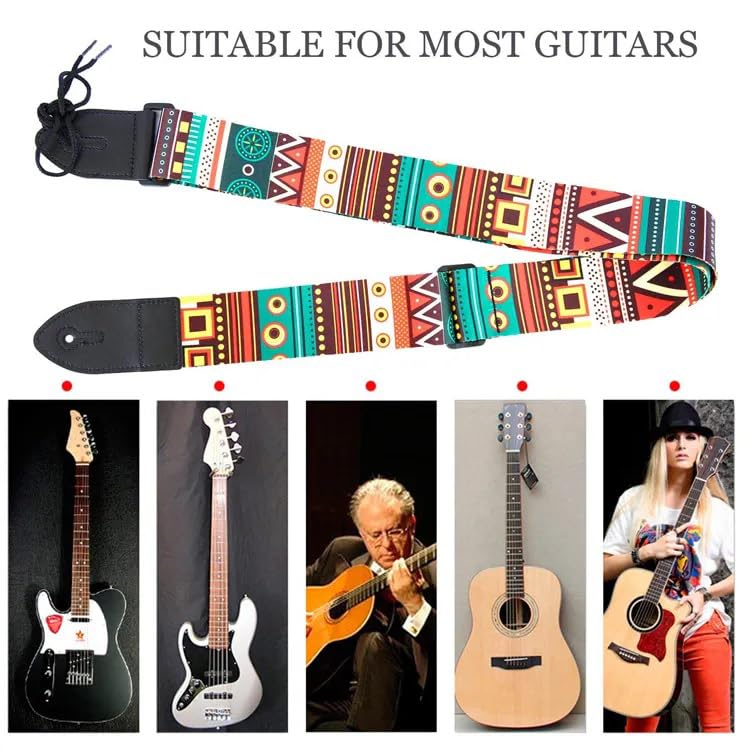 MOCKING BIRD Guitar Strap for Acoustic Adjustable Buckle Electric Guitar Strap Polyester Guitar Belt For Acoustic/Bass/Electric Guitar (Bohemian) - Image 5 thumbnail