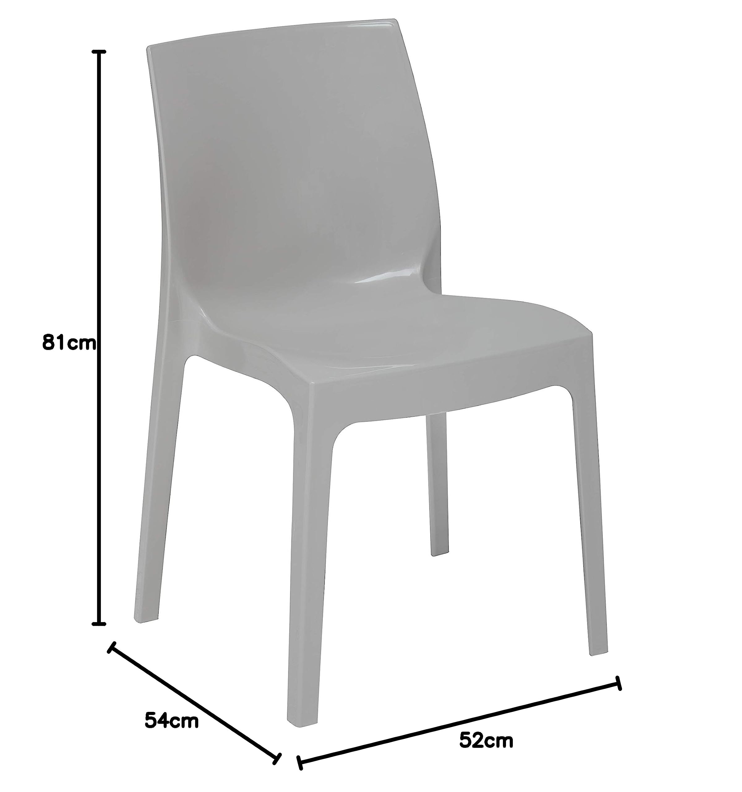 Grandsoleil Upon Ice Higlopp - Sedia impilabile, 54 x 52 x 81 cm, colore: Grigio Perla Lucida, Policarbonato