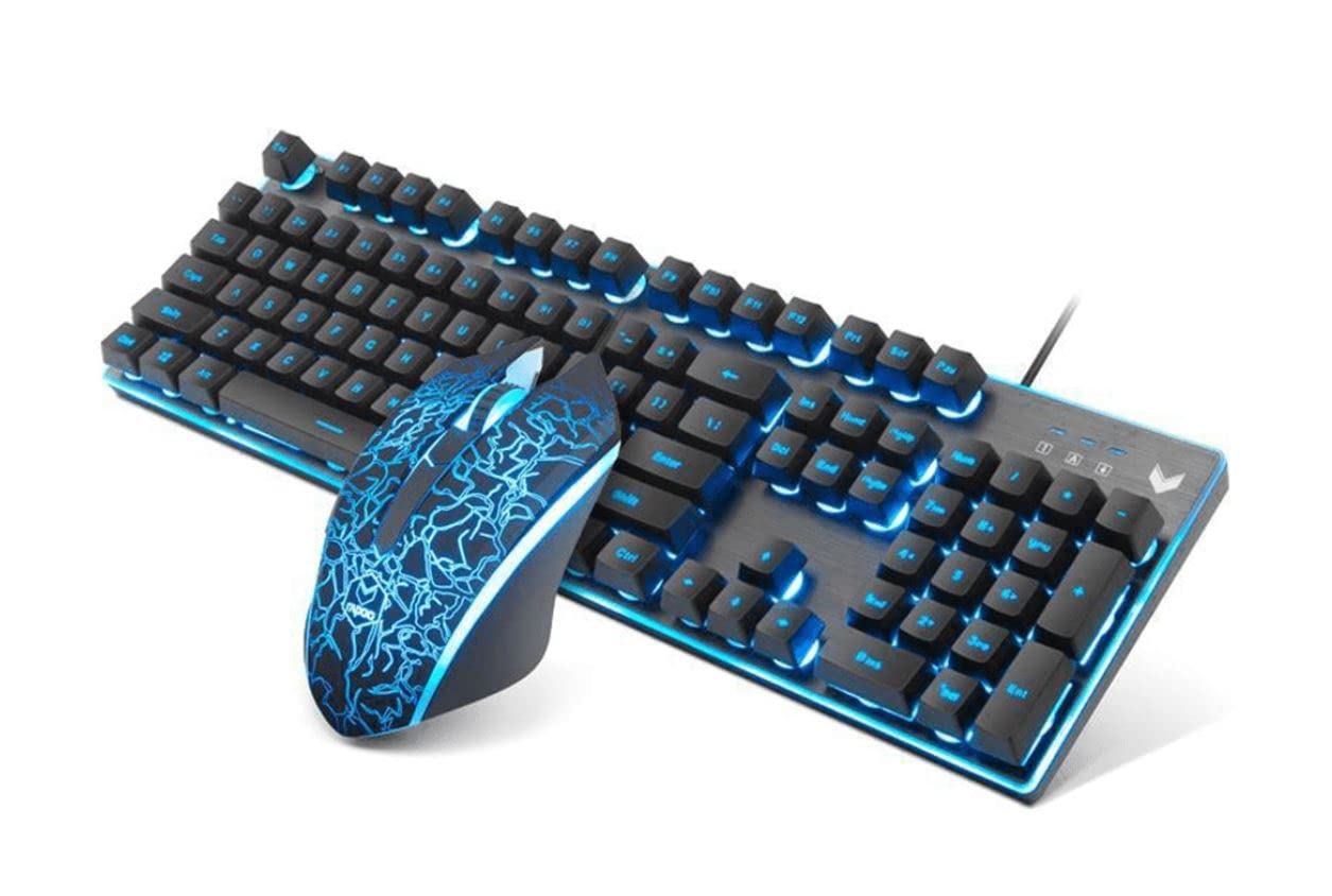 Rapoo V100S Vpro LED Backlit Combo Gaming Keyboard & Mouse, Black, Wired English - Arabic Gaming Keyboard | 18841