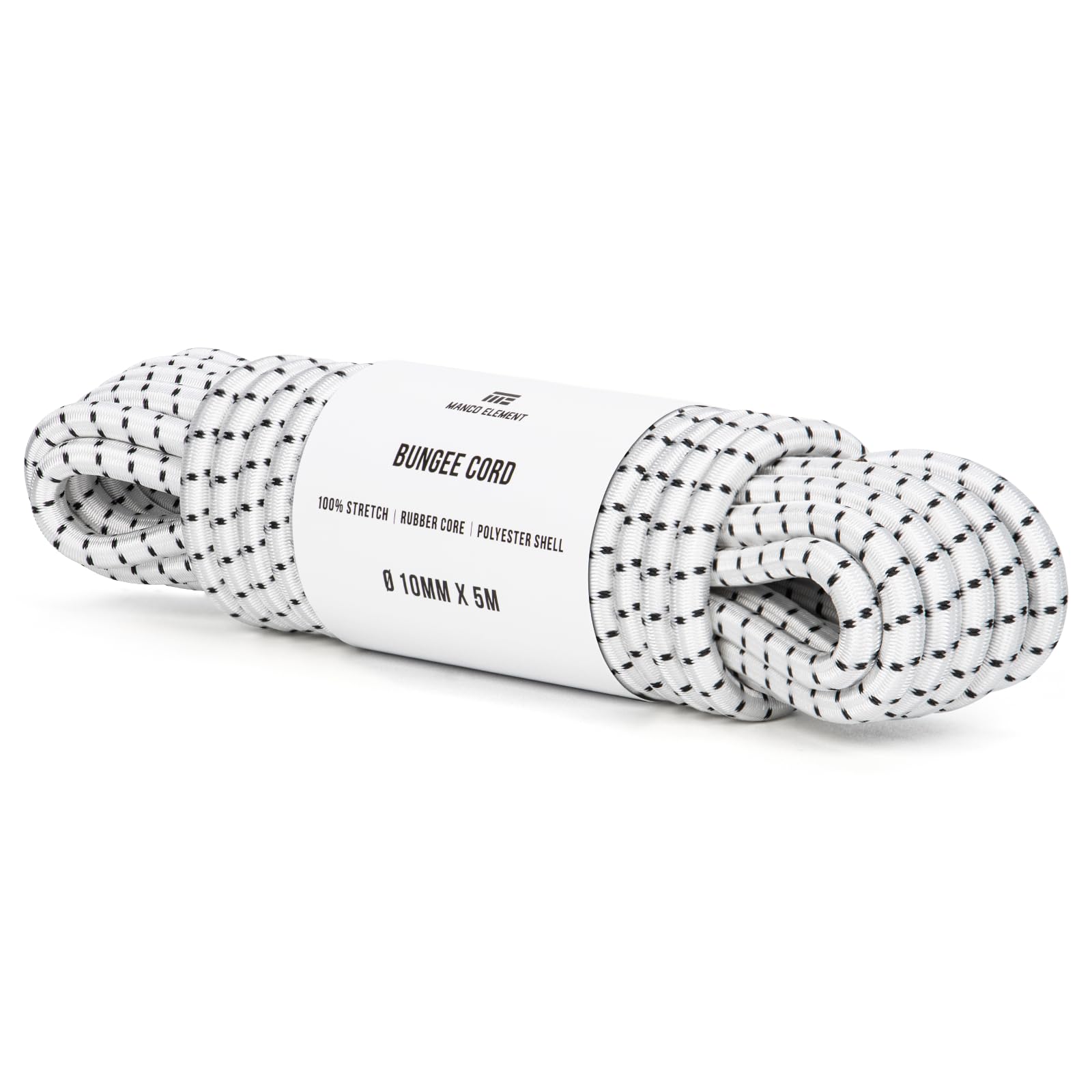 Manco Element White/Black Bungee Cord 10Mm X 5M Elastic Cord Shock Cord