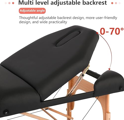 Miniatura 8 de PayLessHere Mesa de masaje, cama de masaje portátil de 2 pliegues, mesa de masaje portátil de 84 pulgadas de largo x 30 pulgadas de ancho, cama de