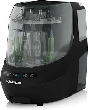 Baby Brezza Baby Bottle Washer Pro - Clinically Proven Better Cleaning - Washer, Steriliser + Dryer in One Appliance for Essentials Like Bottles + Pump Parts   Machine Replaces Brushes + Racks Black