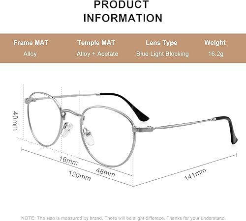 Miniatura 4 de Lentes de lectura redondos de metal pequeños para mujeres y hombres, clásicos, vintage, retro, bloqueo de luz azul, lectores de computadora