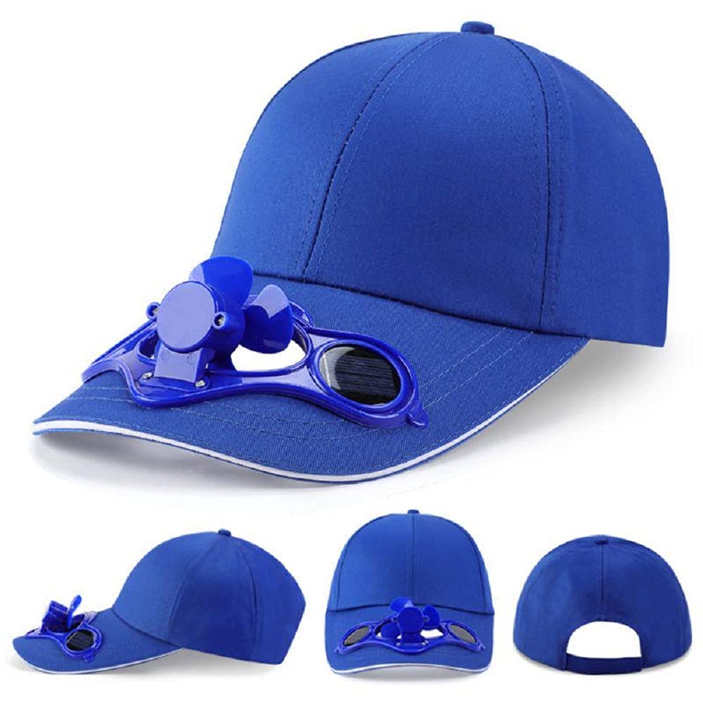 Solar Adjustable Fan Hat Cap One Size (Blue)