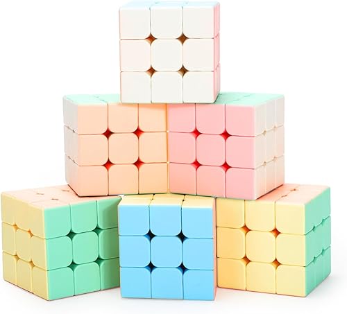 Paquete de 6 cubos de velocidad de 3 x 3, cubos sin calcomanías de 3 x 3, recuerdos de fiesta, juguetes de rompecabezas, premios para el aula,