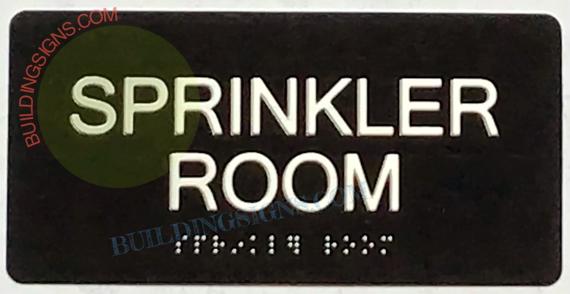 SPRINKLER ROOM SIGN Tactile Touch Braille Sign (Aluminum !!,black, Size 4x8)- The Sensation line
