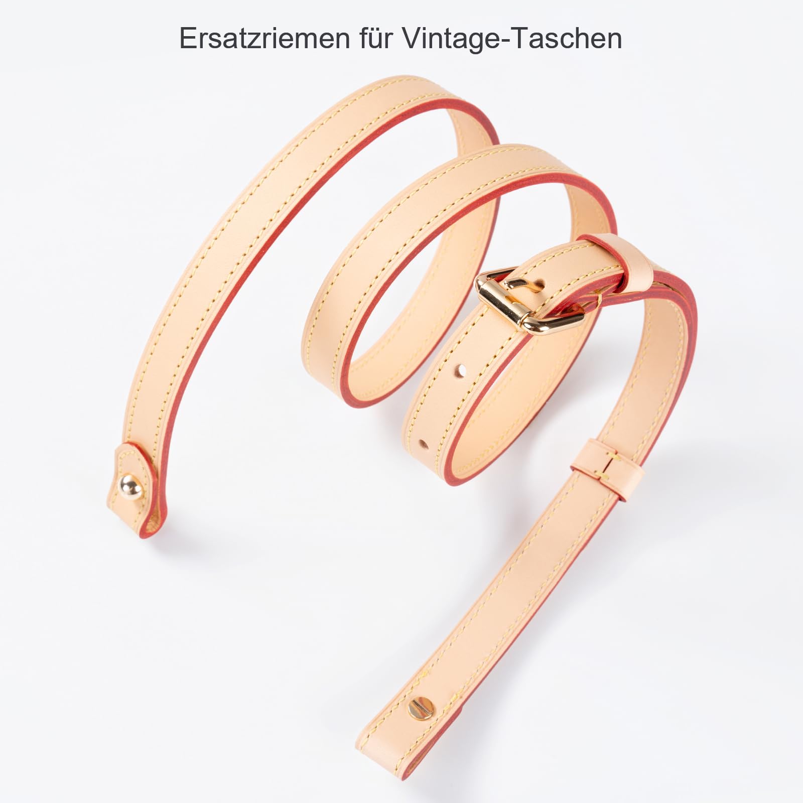 BERRY & SNOWY Oberleder-Vachetta Ersatz-Schulterriemen ohne Schnalle – Verstellbar, zum Umhängen, passend für Saumur Cartouchiere Vintage-Taschen (1,8 cm Breite, Aprikosenfarbe)