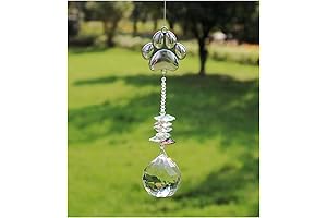 Dog Bereavement Gifts - Paw Print Sun Catcher Crystals Prisms Hanging Garden Decor