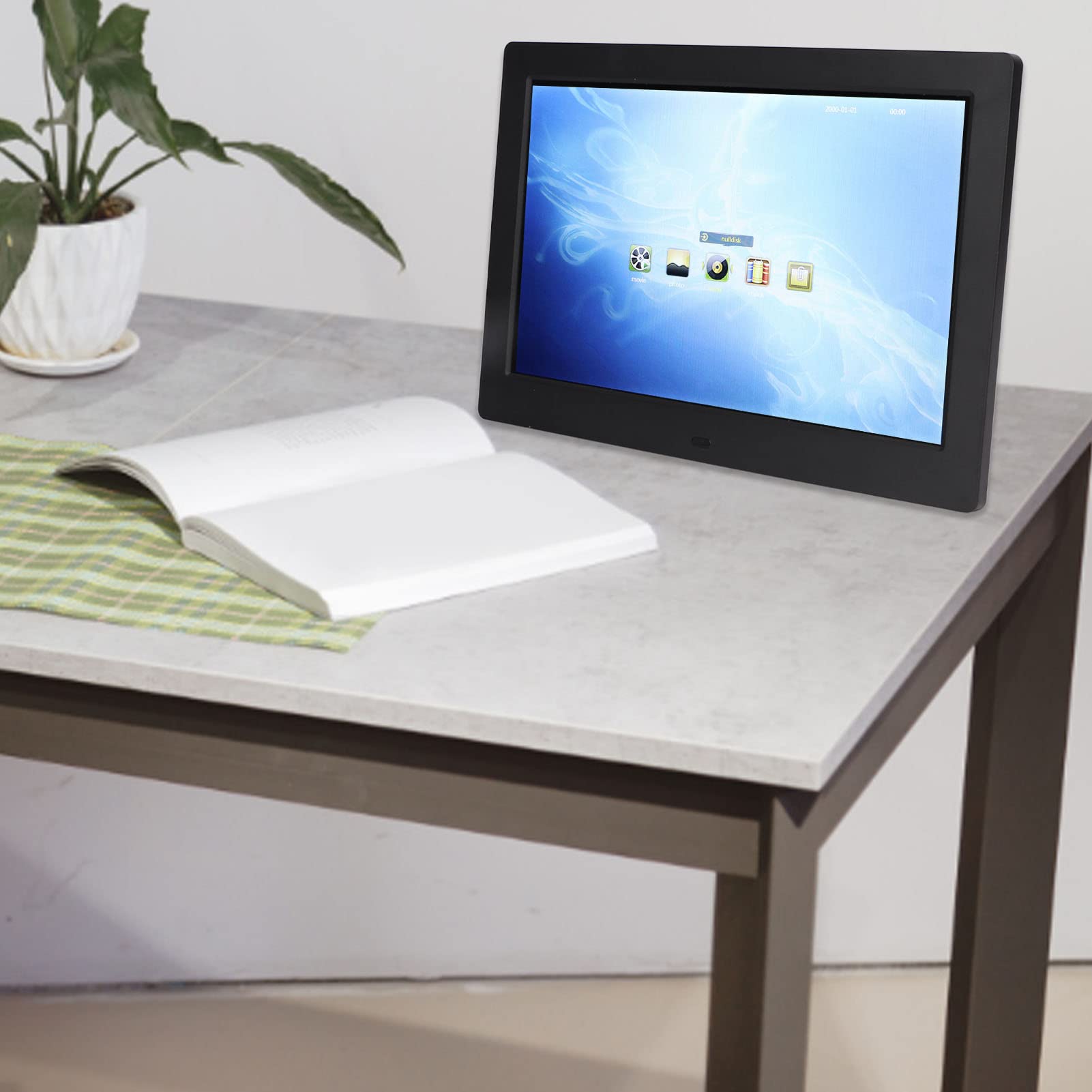 12 Pollici Cornice Per Foto Digitale,LED 1280X800 HD Portafoto Digitale Cornice Elettronica Intelligente Con Più Lingue Con Telecomando,orologio Con Staffa Da Tavolo/Musica/Video/Lettore Audio