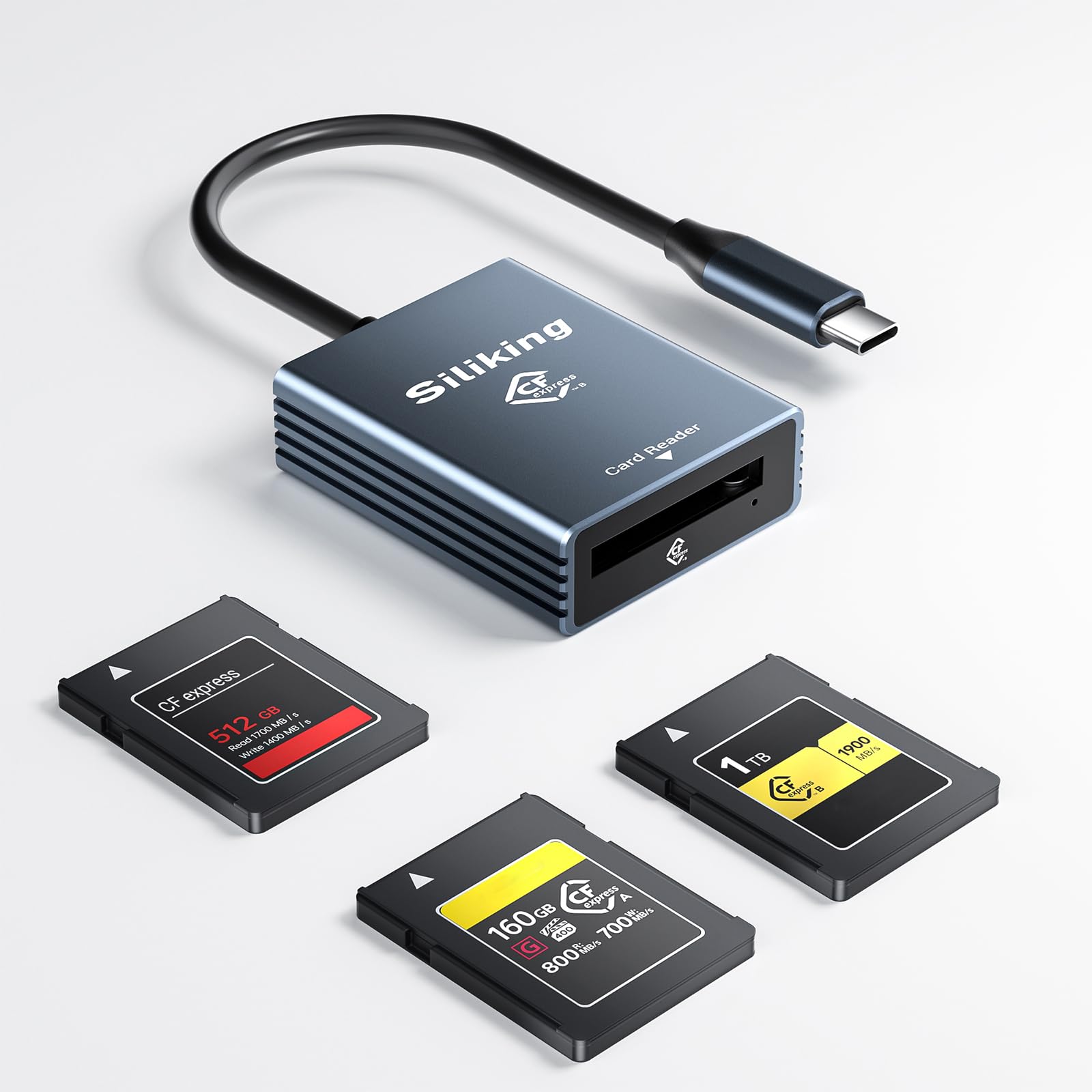 Ultra-Fast CFexpress Type B Card Reader | 10Gbps USB 3.1 Gen2 | Universal Compatibility for CF, XQD, CF Express Cards | Plug & Play with USB-C & A | Compact, Portable Design for Photographers