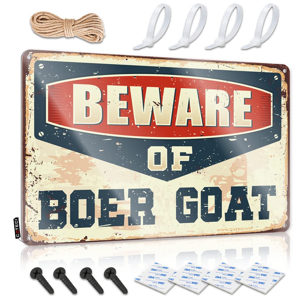 STWNVOITV Outdoor Signs And Decor Beware Of Boer Goat Sign Metal Decor For Home Bar Bro Cave Sign(30X40CM)