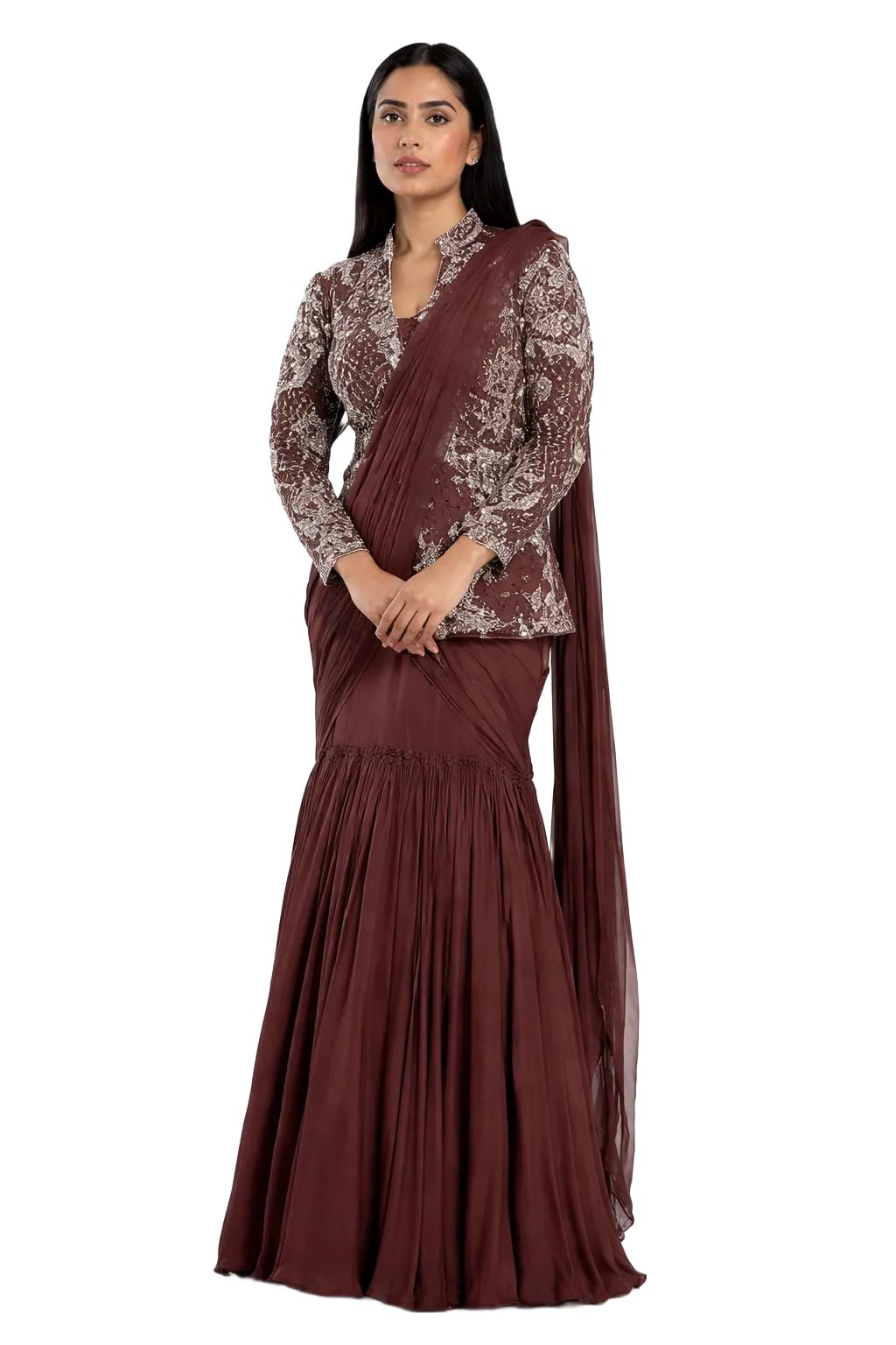 Women Chinon Lehenga Set with Dupatta and Jacket Sequins Embroidery Work Ethnic Wear-image-33