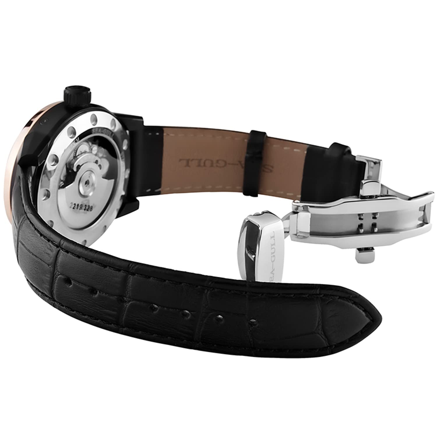 SEA-GULL Seagull 219.328 - Orologio automatico con scheletro e calendario mensile, settimanale, volano, da uomo
