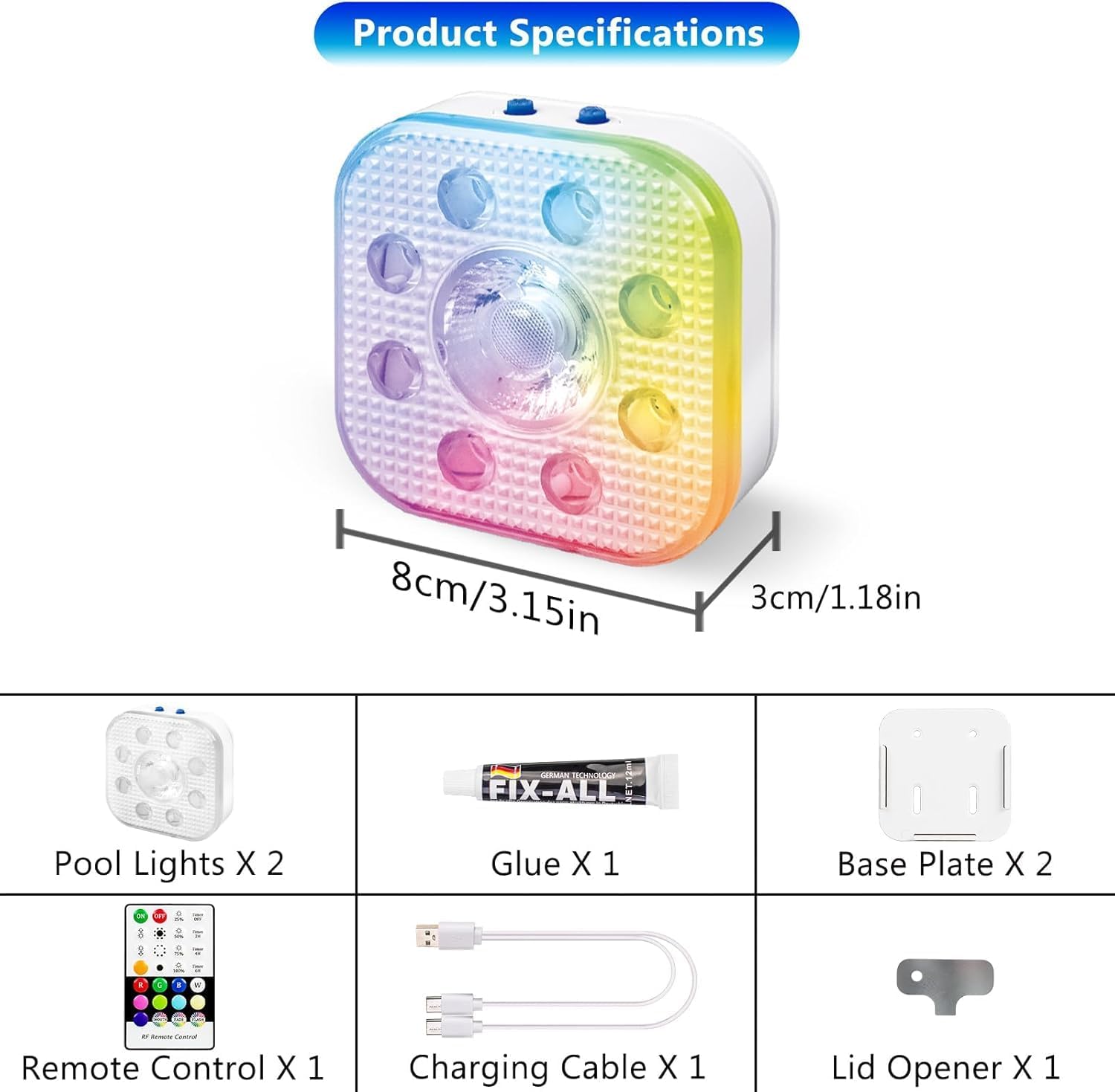 HL Poolbeleuchtung Unterwasser Licht mit Fernbedienung,RGB Pool Lichter Schwimmend, Pool Magnetic Beleuchtung für Schwimmbad,Teichbeleuchtung, Brunnen, Teich, Aquarium, Party Deko,2 Stück