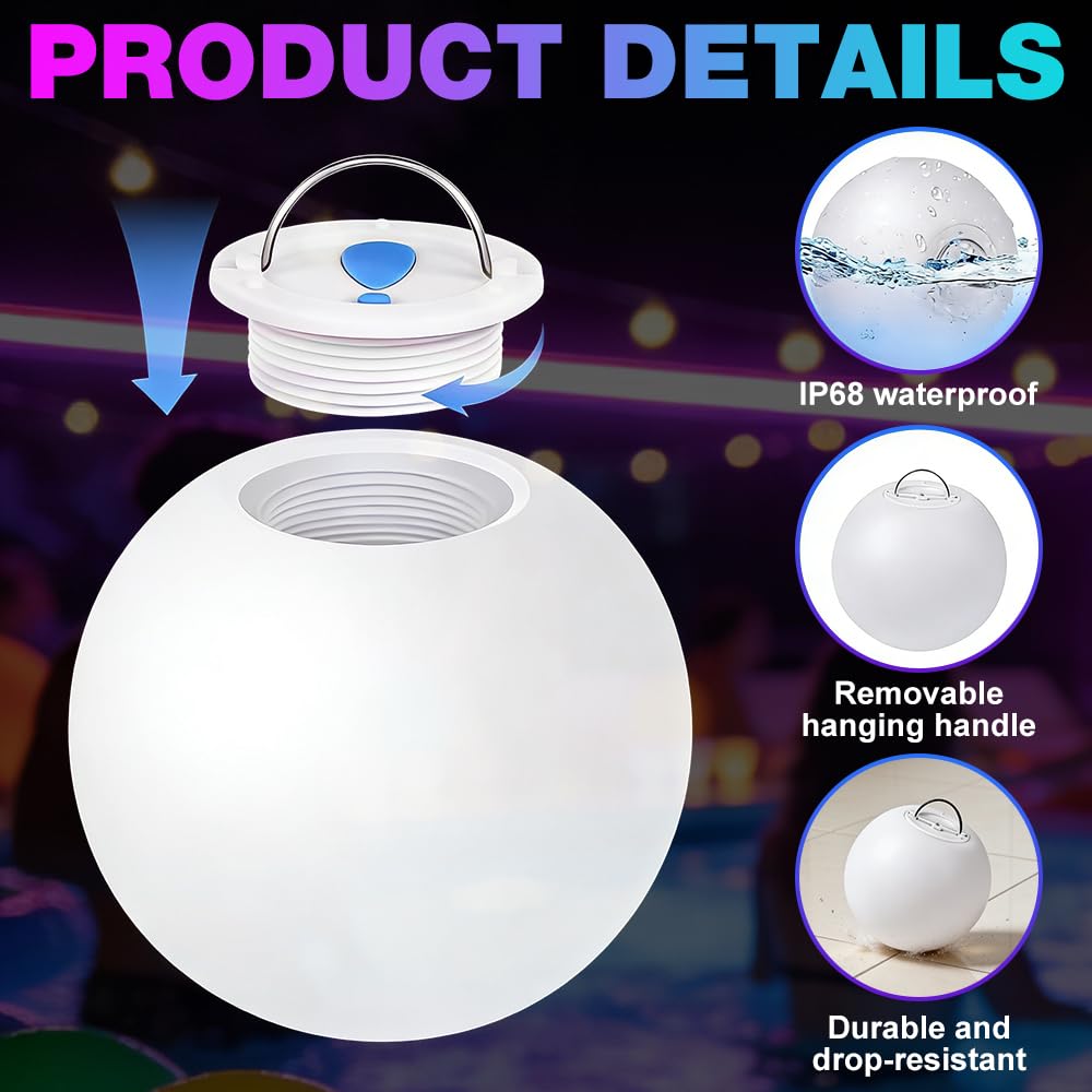 Pool Lichter Schwimmend, 4 Stück Schwimmende Poolbeleuchtung mit Fernbedienung, 16 RGB Farbwechsel Poollicht Teichbeleuchtung, Poolbeleuchtung Schwimmend Leuchtkugel Deko für Pool Garten Teich Party