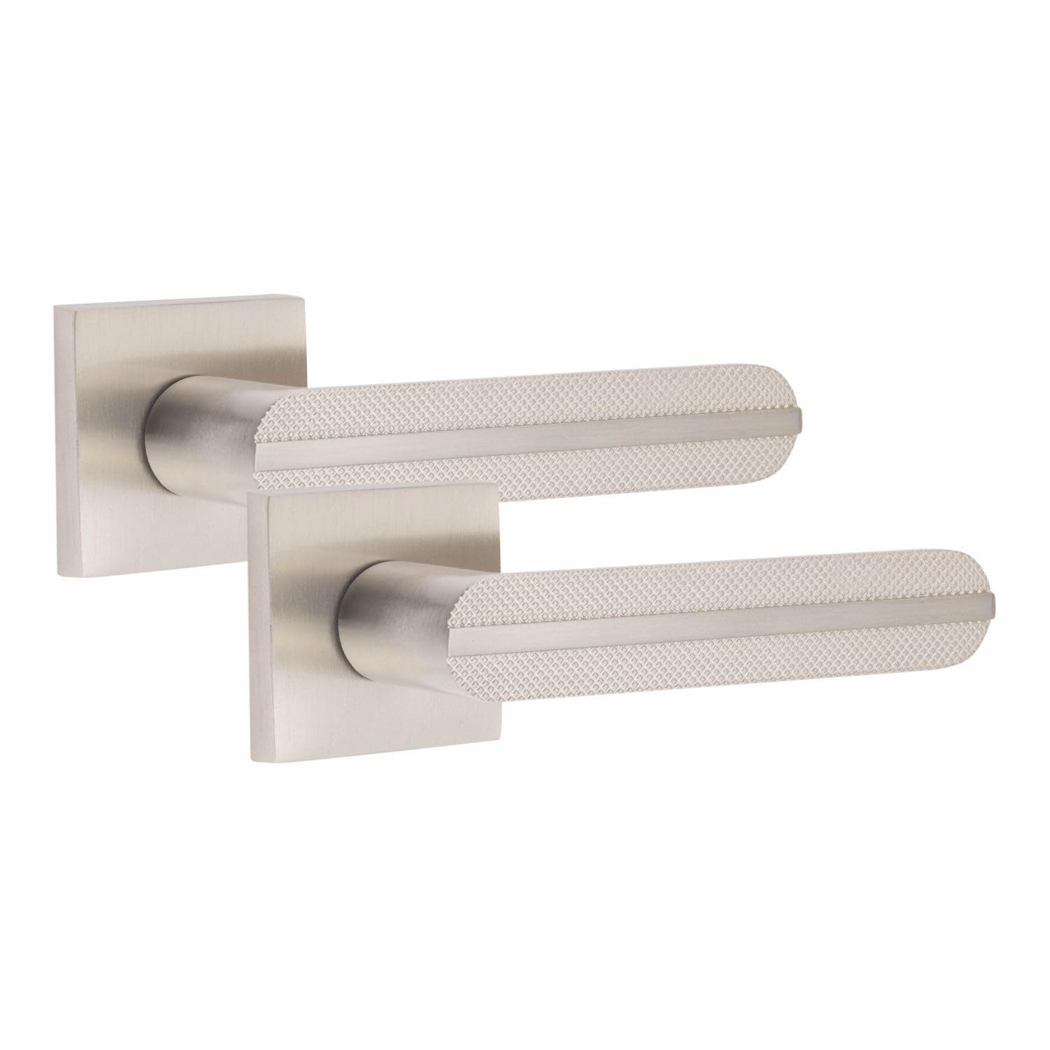 Golden Grace 1 Pair Modern Lima Design Satin Nickel Premium Door Handles Square Rose
