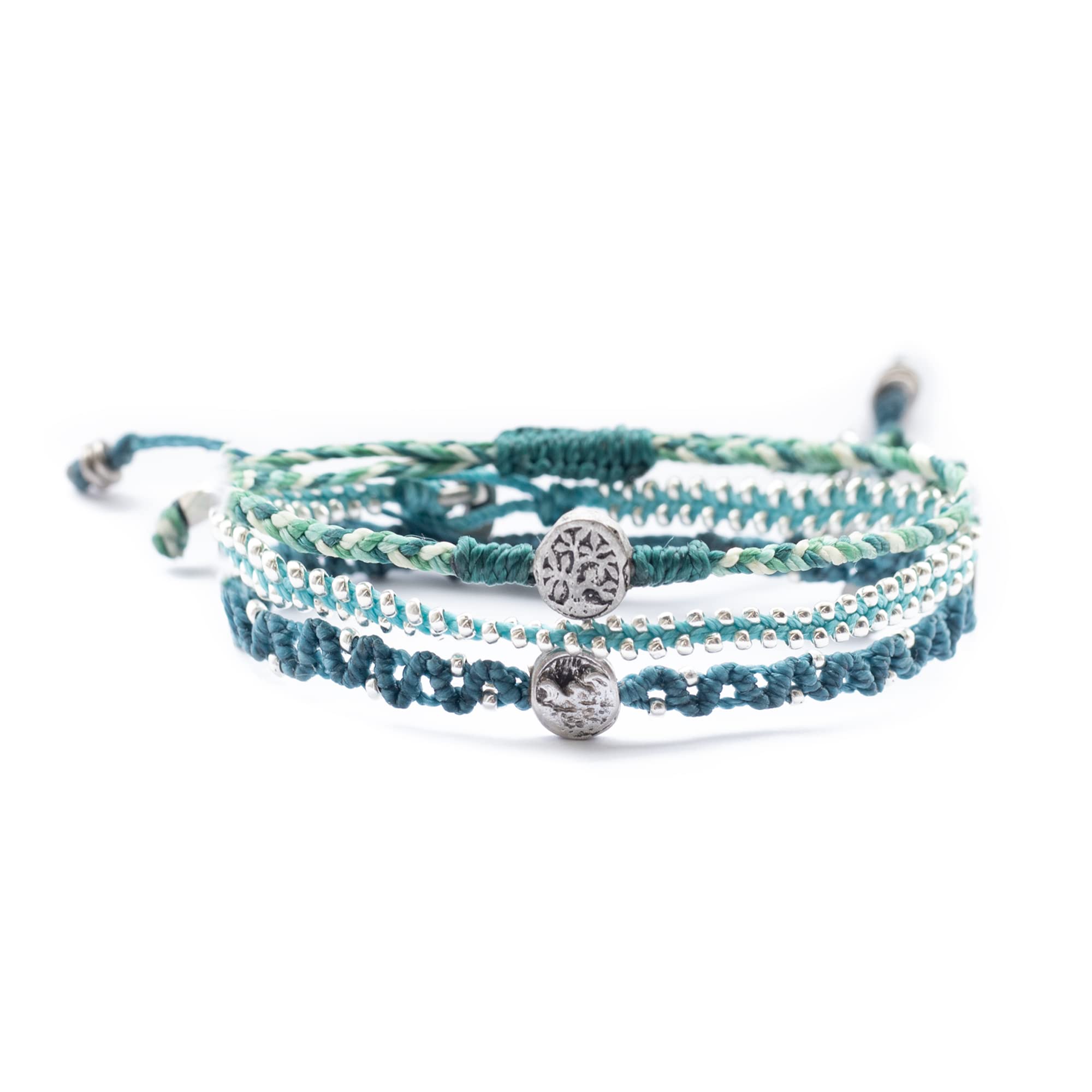 Wakami Boho Charm Bracelets | Braided Beaded Adjustable Waterproof Women's Jewelry | Fair Trade Handmade & Valentine's Gifts for Women and Men | 6.5-
