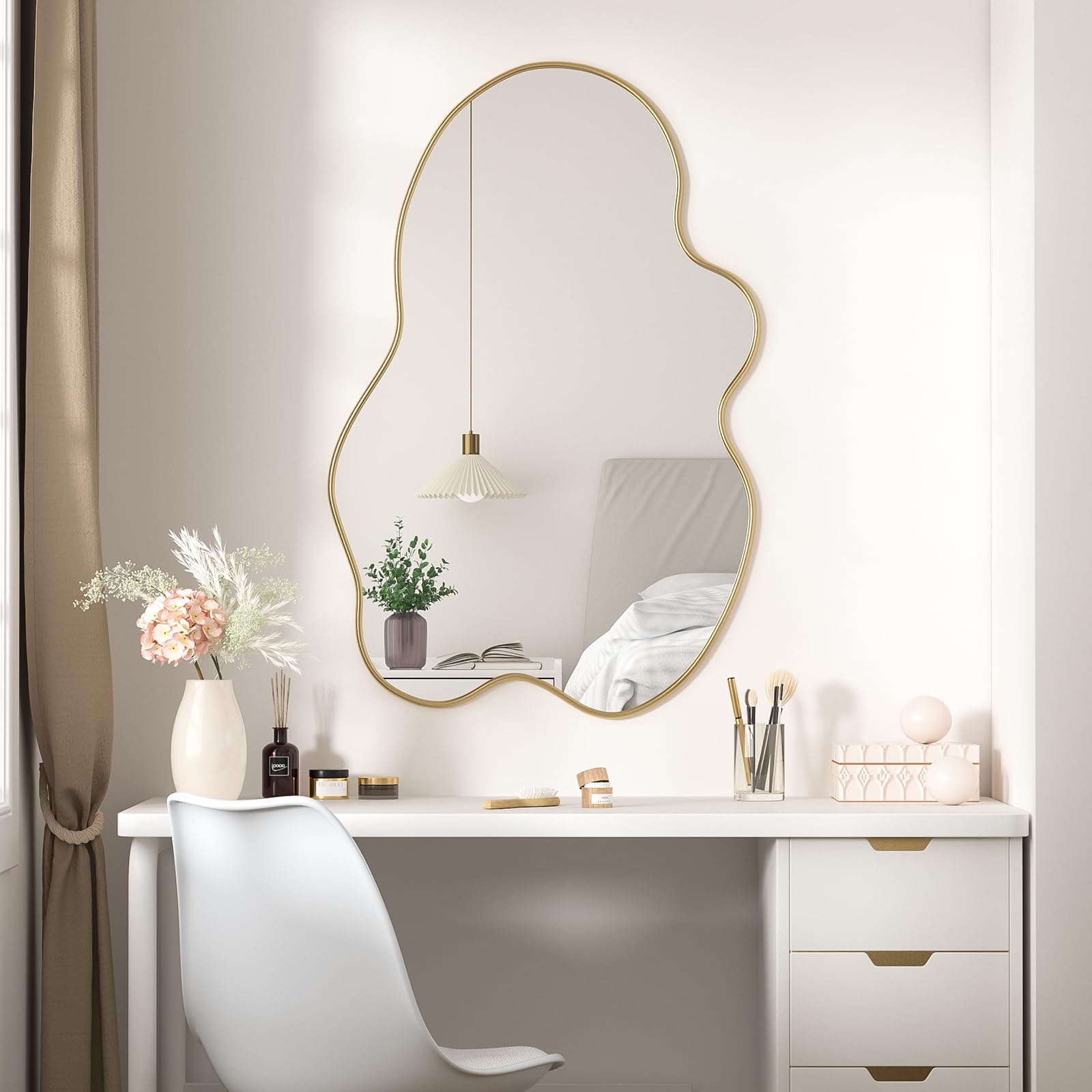 Spiegel Asymmetrisch Groß Gold Wandspiegel Flur 60 x 90 cm