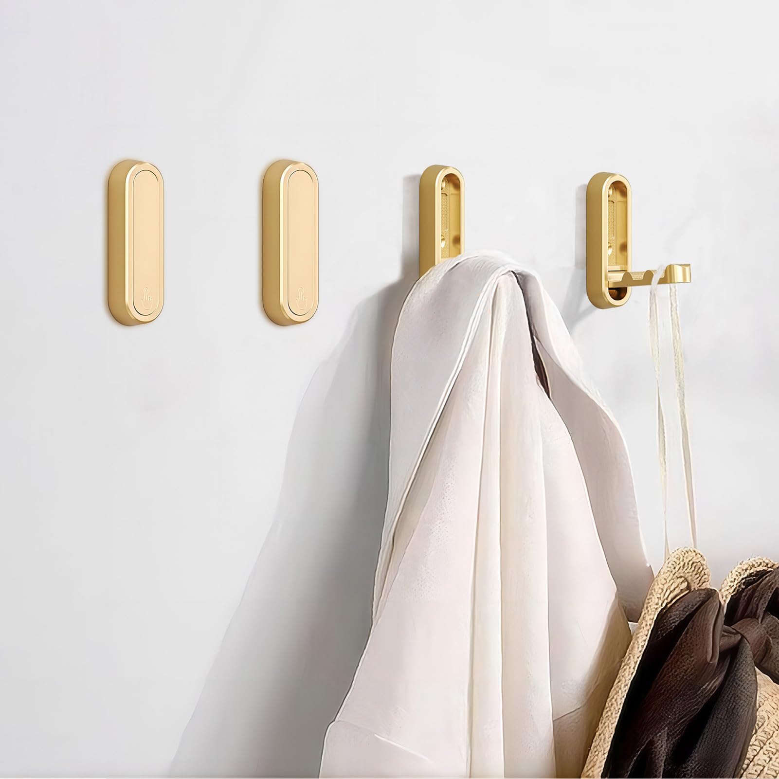 Foldable Towel Hooks for Bathroom 4 Pack,Wall Hooks for Hanging Heavy Duty Coat Robe Purse Foldable Hooks Storage Solution for Bathroom,Closet,