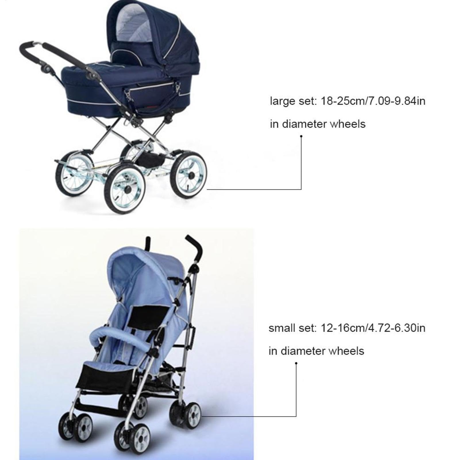 Generico Copriruota per Passeggino | Protezione Antipolvere per Ruote per Passeggino | di Ricambio per per Ruote da 12-16 cm, 18-25 cm