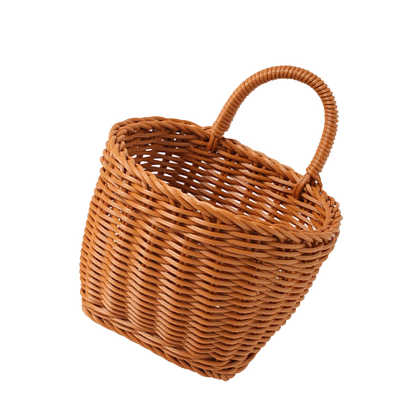 JAMIEKA Plastic Rattan Styles Wall Hanging Basket for Home Decoration and Storage with Natural Look