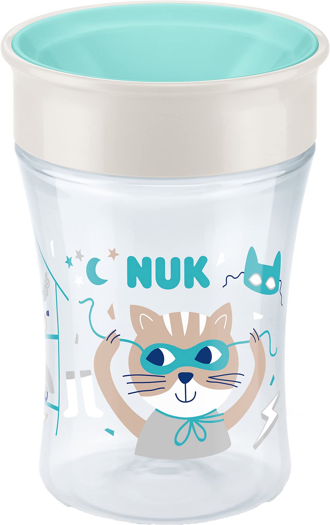 Magic Cup Sippy Cup | 360° Anti-Spill Rim | 8+ Months | Leak-Proof & BPA-Free | 230 ml | Blue Cat