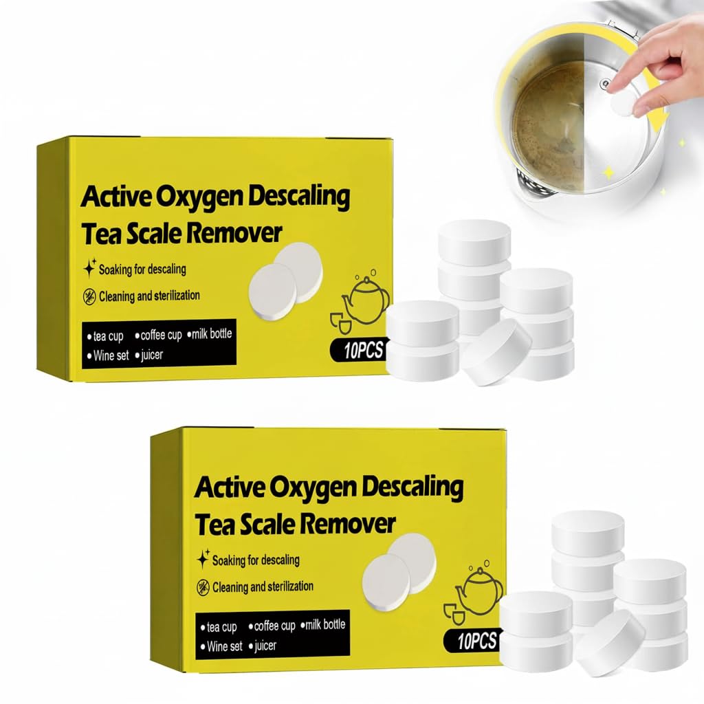 Powerful Limescale Removal, Efficient Water Bottle Cleaning Tablets, Tea Stain Remover Scale Cleaning, Water Scale Cleaning, Descaler for Coffee Machine, Safe-To-Use Cleaner That Is (2 Box)